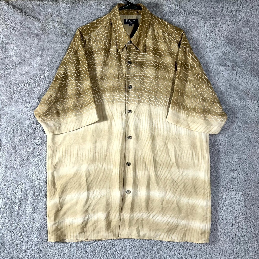 Vintage Bassiri Uomo Shirt Mens‎ Large Multicolor Snakeskin Print Short Sleeve